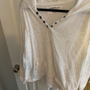 White with black blend sweatshirt with hood